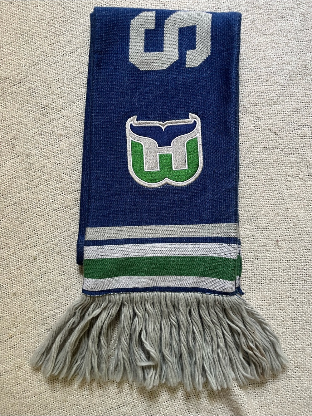 Hartford Whalers Logo Navy, Green & Gray Scarf - Branded Knit - Picture 5 of 8